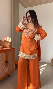 KV Women's Art Silk <b>Kurti</b> Palazzo Dupatta Set - Product Image 6