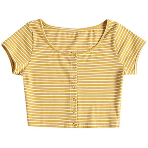 เสื้อครอปพิมพ์ลายโลโก้ตามสั่ง สำหรับเด็กผู้หญิง คอกลม แขนสั้น ทรงเข้ารูป ผ้าคอตตอน/สแปนเด็กซ์  แบบริบ  รักษ์โลก ลายดอกไม้ ขายส่ง - Product Image 1