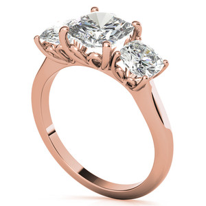 Luxury 18k SOLID Gold Cushion Cut Lab Grown <b>Diamond</b> Three Stone <b>Ring</b> With Scroll Accents Engagement <b>Ring</b> For Women And Girls - Product Image 4