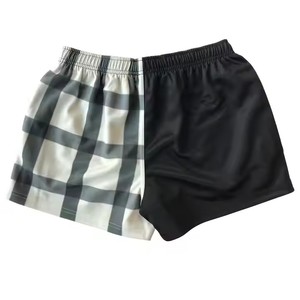 Two Tone Checkered Women's Mid <b>Elastic</b> <b>Waist</b> Quick Dry Knitted Eco-Friendly Sporty Gym Athletic Shorts Casual Training Wear - Product Image 1