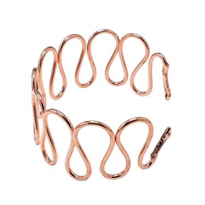 Pulsera de cobre puro sólido, joyería de diseño ondulado hecha a mano, unisex - Product Image 2
