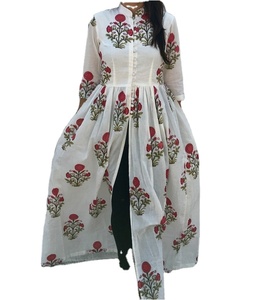 High Quality Floral Mandarin <b>Cape</b> Indian Fashion Styling Quality Kurti and Pants From Indian Manufacturer - Product Image 1