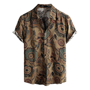 เสื้อเชิ้ตผู้ชายสไตล์ฮาวาย ลายทาง แขนสั้น ลำลอง ปกคอพับ ระบายอากาศได้ดี ผ้าป๊อปลินสำหรับฤดูร้อน ผลิตจากโพลีเอสเตอร์ - Product Image 6