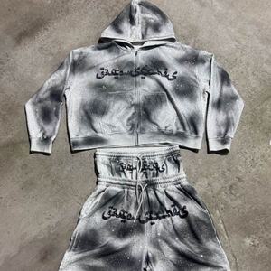 Unisex Streetwear Tracksuit Set Hooded Full Sleeve Zipper Front Solid Fleece Sweatshirt & Pants Winter Wear - Product Image 1