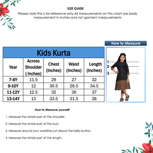 Kurta pour filles en rayonne et coton, imprimé zig-zag, coupe trapèze, noire, style ethnique traditionnel, décontractée, taille naturelle, pour l'été - Product Image 5