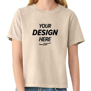 T-shirt ajusté à manches courtes pour femme, couleur beige unie, en coton peigné de qualité supérieure, col rond, coupe slim - Product Image 1