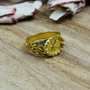 Nouvelles bagues signet bohèmes en laiton pour femmes, plaquées or 18 carats, motif étoile céleste florale, pour la vente en gros/OEM/ODM - Product Image 6