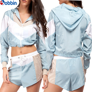 Conjunto corto cortavientos para mujer, nuevo conjunto cortavientos de nailon unisex a la moda, personalizado, con cremallera, elástico e impermeable para mujer - Product Image 4