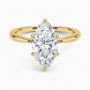 Anillo de Compromiso Solitario de Moissanita con Corte Marquesa de 2 Quilates y Halo Oculto - Product Image 1