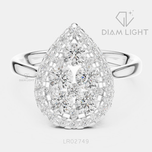 Bague de fiançailles en or blanc 14 carats avec diamant de laboratoire rond de 1,003 carats, certifiée IGI, bijoux fins pour femmes, cadeau - Product Image 1