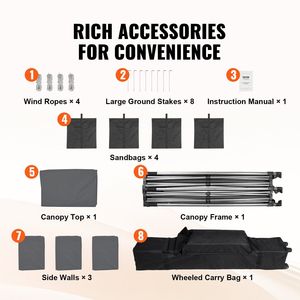 Gazebo Pop-up 3x3 Metri con Pareti Laterali Rimovibili, Gazebo Portatile Istantaneo in Borsa con Ruote, Resistente ai Raggi UV e Impermeabile - Product Image 6
