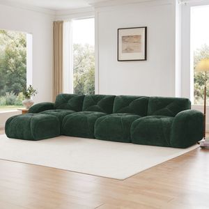 Divano a L per Soggiorno con Base in Spugna ad Alta Densità 32D, Design Trapuntato in Velluto Morbido, Antiscivolo ed Ergonomico, Combinazione Libera - Product Image 2