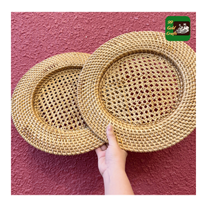<b>Rattan</b> Charger Plates shaped from natural <b>rattan</b> material for decorative <b>dining</b> setup and <b>table</b> display Vietnam origin - Product Image 3