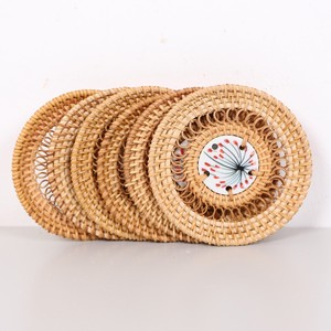 Natural rattan <b>coasters</b> wholesale supply custom printed <b>ceramic</b> <b>coaster</b> drinkware cup mats - Product Image 1