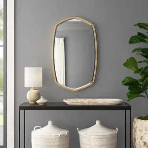Miroir mural en bois irrégulier, design minimaliste, thème nature, décoration intérieure, miroir d'appoint pour entrée, emballage individuel - Product Image 6