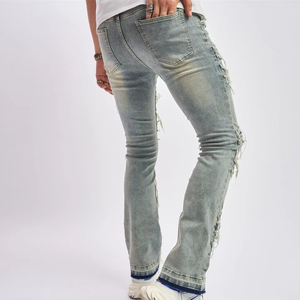 Nouveau Jean en Denim Déchiré pour Homme Coupe Slim Droite Respirant Tendance Décontracté Été Uni Formel - Product Image 4