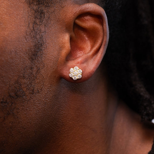 Moissanite Diamond Flower <b>Stud</b> Earrings 925 <b>Silver</b> Cluster Design Gold Tone Sparkling Luxury Jewelry for Women Gift - Product Image 2