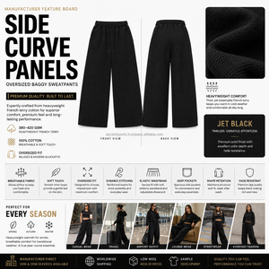<b>Women's</b> Wide Leg Knitted Sweatpants Mid Waist Drawstring Solid <b>Black</b> Casual Full Length <b>Pants</b> Breathable 100% Cotton Flat - Product Image 4