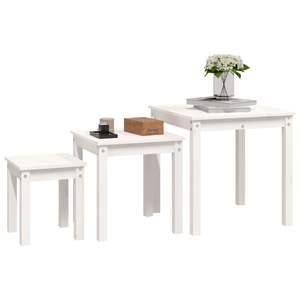 Mesa Nido de Madera de Pino Sólido Blanca, Diseño Apilable Pequeño para Muebles de Sala de Estar - Product Image 4