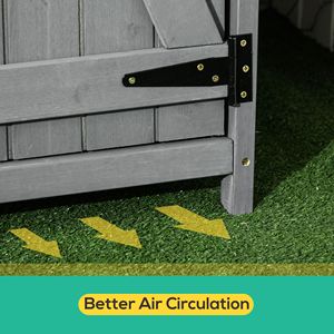Armadio da Esterno in Legno Grigio con 3 Ripiani, Tetto Impermeabile in Asfalto, Porte Lucchettabili, Casetta da Giardino, Organizzatore per Attrezzi - Product Image 6