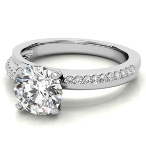 <b>Solitaire</b> Cut Moissanite <b>Ring</b> 925 Sterling <b>Silver</b> Gold Plated Luxury Engagement Wedding Party <b>Ring</b> with Prong Setting - Product Image 2
