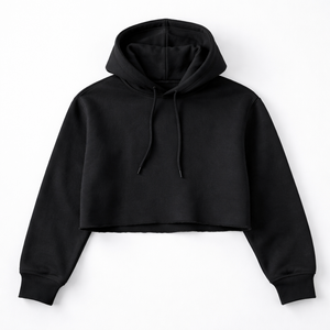 Sudadera con Capucha Negra Corta Personalizada Directo de Fábrica para Mujer - Opciones de Venta al Por Mayor y Servicio OEM - Product Image 5