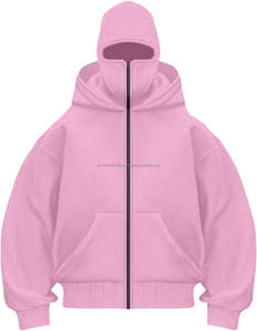 Sweat à capuche avec fermeture éclair brodée personnalisée, 100% coton, veste en polaire d'hiver, couvre-visage, poche, écologique, unisexe, commande en gros - Product Image 2