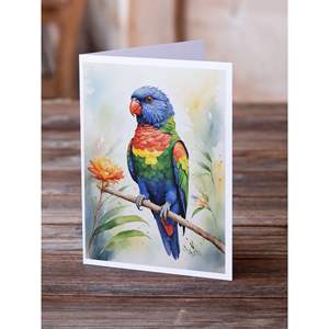Whimsical A7 Size 5x7 Blank <b>Note</b> <b>Cards</b> Pack of 8 Rainbow Lorikeet <b>Greeting</b> <b>Cards</b> with Envelopes - Product Image 2
