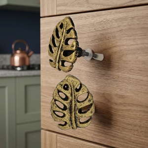 Ba Tropical Monstera Leaf Zinc Alloy <b>Drawer</b> <b>Knob</b> Furniture Handle for Home Office Decor - Product Image 4
