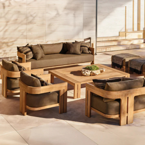 Modern Solid Teak <b>Wood</b> Outdoor Garden Furniture Set Weather Resistant Customized Luxury Patio <b>Sofa</b> and Chairs for Villa Hotel - Product Image 5