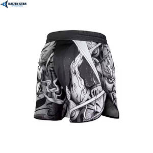 Shorts de combat MMA professionnels pour hommes, taille haute, style sportif - Tissu satiné léger, respirant et à séchage rapide, couleur unie vintage sur le devant - Product Image 4