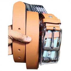 High Standard Brown Genuine Buffalo Cow Hide Vintage Custom Leather <b>Belt</b> Famous Branded Logo Print for Free Steel Buckle - Product Image 5