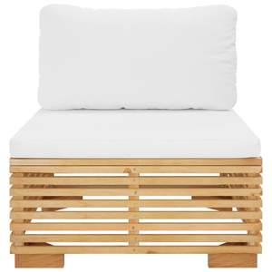 Canapé de jardin en tissu 100% polyester, couleur crème, avec structure en bois de teck massif et design central - Product Image 3