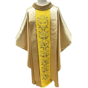 Casulla de Tela Satén de Calidad Premium con Diseño Bordado y Estola, Hecha a Medida, Dorado y Blanco, Bordado 2026 - Product Image 2