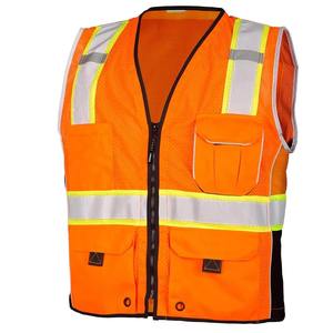 High Visibility Safety Vest Unisex Polyester Workwear with Reflective Stripes and Multiple Pockets - Product Image 1