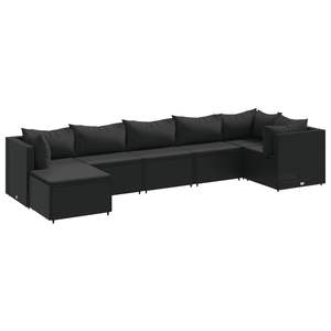 Conjunto de Muebles de Jardín de 7 Piezas con Ratán PE Negro y Acero con Recubrimiento en Polvo - Product Image 2
