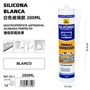 SILICONA BLANCA 280ML Sellador de Silicona Blanco para Materiales Impermeabilizantes - Product Image 1