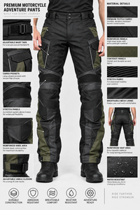 Pantalon de moto pour homme, pantalon textile pour tourisme et aventures, résistant aux abrasions, poches cargo, genoux renforcés, OEM personnalisé - Product Image 2