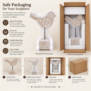 Decoración de Pájaro de Madera Hecha a Mano con Diseño Floral, Adorno de Mesa Estilo Shabby Chic para Sala de Estar, Uso en Interiores - Product Image 4