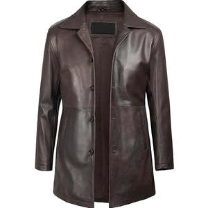 Manteau long personnalisé pour homme, respirant, en cuir tricoté, trench-coat d'hiver, col montant, chaud, en polaire et simili cuir - Product Image 2