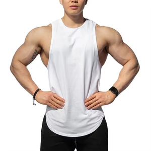 Custom Eco-Friendly <b>White</b> Tank <b>Top</b> for Men Quick Dry Fitnesswear Anti-Static Summer Sportswear Plus Size Breathable Gym Clothing - Product Image 1