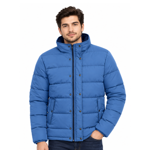 High Quality Puffer Jacket Canvas <b>Fabric</b> <b>Waterproof</b> Breathable Hooded Stand Collar Front Winter Manufactured Pakistan - Product Image 1