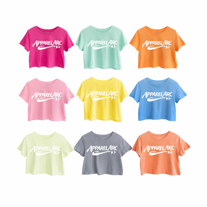 T-shirt court uni en coton pour femme, manches courtes, décontracté, impression personnalisée, marque privée, OEM, vente en gros - Product Image 1
