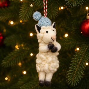 Porte-clés mignon en forme de mouton en laine, jouet en peluche avec chapeau bleu, animal en peluche doux pour enfants unisexe 0-10cm - Product Image 1