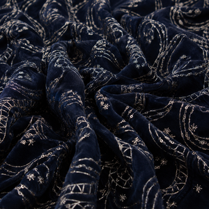 Velvet Embroidered Fabric For Abaya Kaftan Modest Wear Gulf UAE Designer Garment Textile Export Quality <b>Material</b> For Fashion Hub - Product Image 5