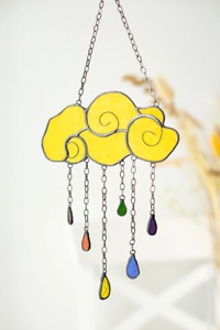 Cloud Shape <b>Rainbow</b> Drop Sun Catcher Hanging Decor For Window Bedroom Nursery Colorful Artistic Home Accent Piece From India - Product Image 4
