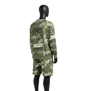 Ensemble sweat-shirt et short en molleton de coton épais pour homme, imprimé graffiti Olive Street, logo personnalisé - Product Image 4