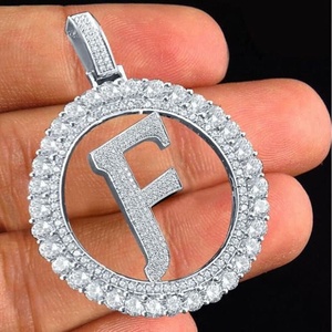 Colgante de Hip Hop Personalizado para Hombre, con Incrustaciones de Moissanita, Plata de Ley 925, Letra Inicial del Nombre, Colgante Circular Estilo Rapper - Product Image 2