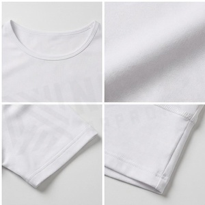 Haut court à col rond et manches courtes, blanc uni, en spandex et polyester respirant, vêtements de yoga, vêtements de sport pour femmes - Product Image 4