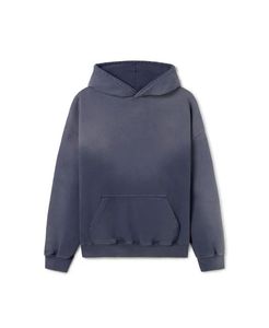 Sweat à capuche pour homme en coton 100% de qualité supérieure, avec tissu épais, cordon en coton 100%, personnalisable, pull-over uni, coupe courte et ample - Product Image 2